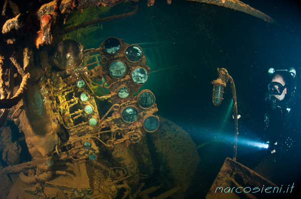 Fujikawa Maru engine room Truk Lagoon