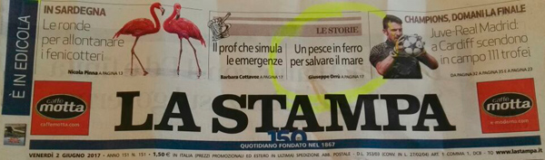 In Prima pagina Riciclitti in Mare su La Stampa del 02-06-17