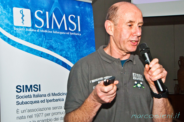 Simon Mitchell speaking during 2019 Rebreather Meeting